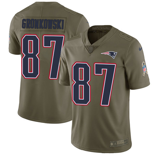 Nike Patriots #87 Rob Gronkowski Olive Men's Stitched NFL Limited Salute To Service Jersey - Click Image to Close